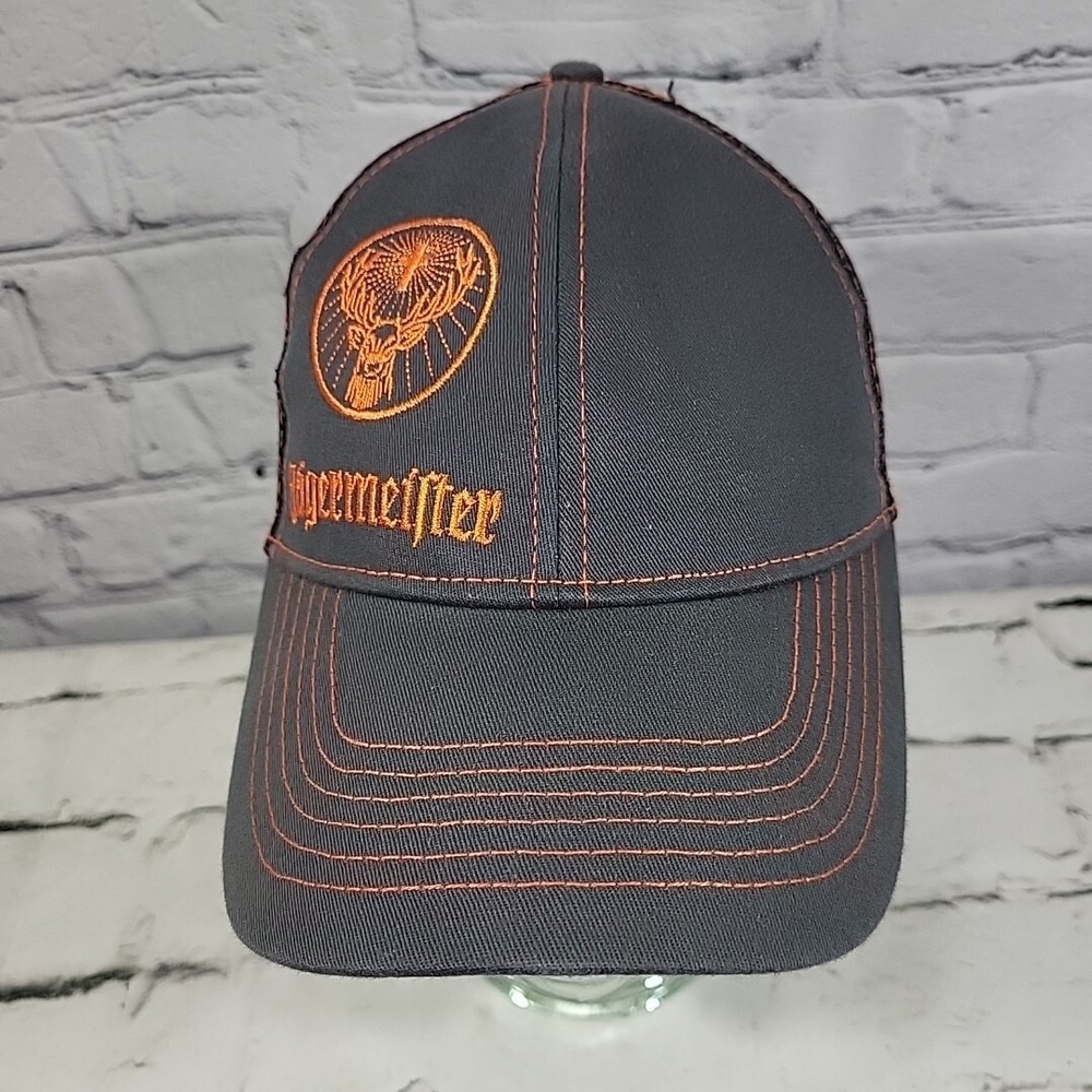 Jagermeister Hat Mens OSFA Gray Orange Snapback Ball Cap Booze‎ Liquor Promo